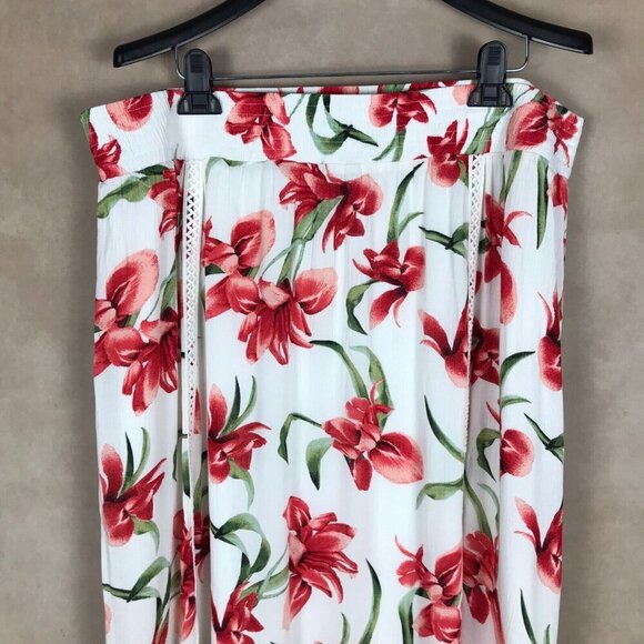 JM COLLECTION White Floral Crinkled Midi Skirt NEW Size XL - Picture 3 of 8